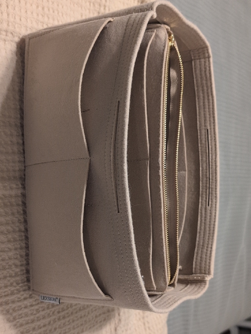 LEXSION beige felt handbag organizer